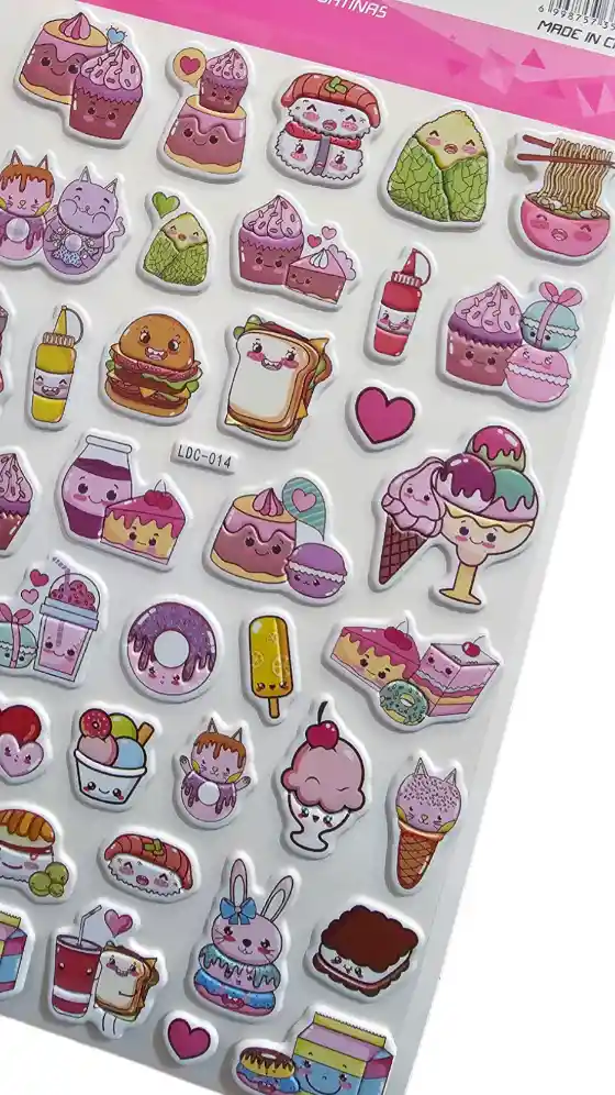 Stickers Con Relieve Puff Bubble Diseño Comida Y Postres