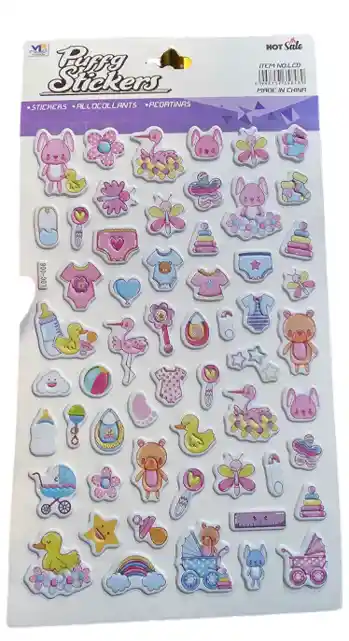 Stickers Con Relieve Puff Bubble Diseño Baby 50und