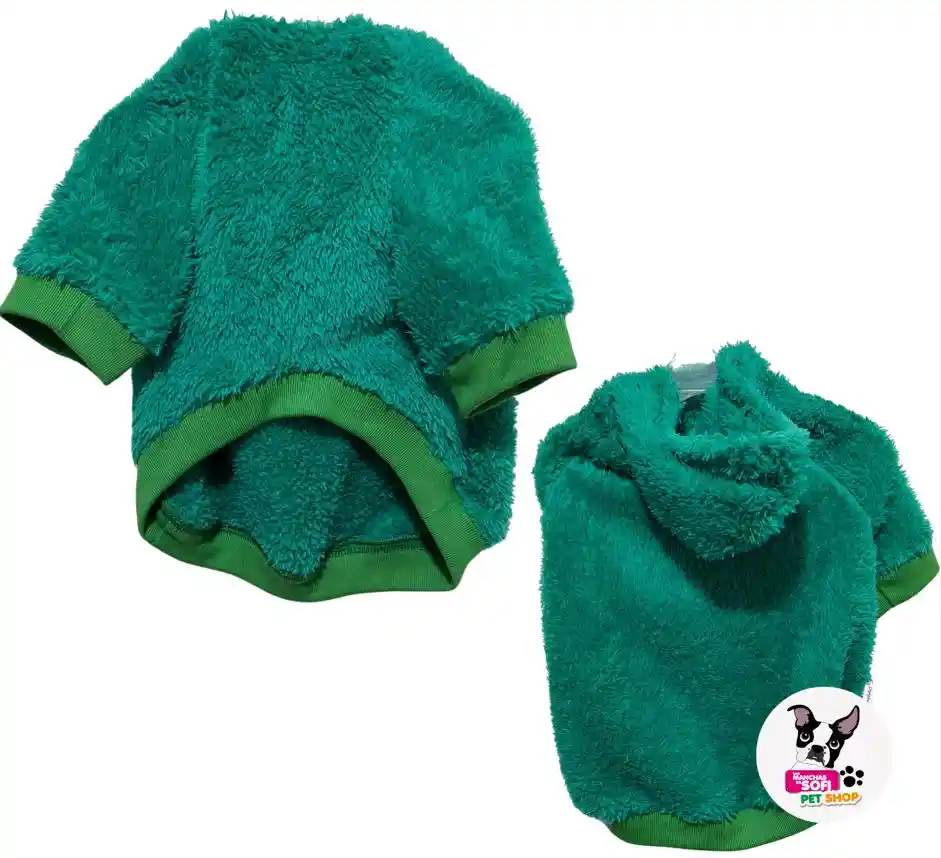 Polerón Peludo Para Mascotas Color Verde Agua S