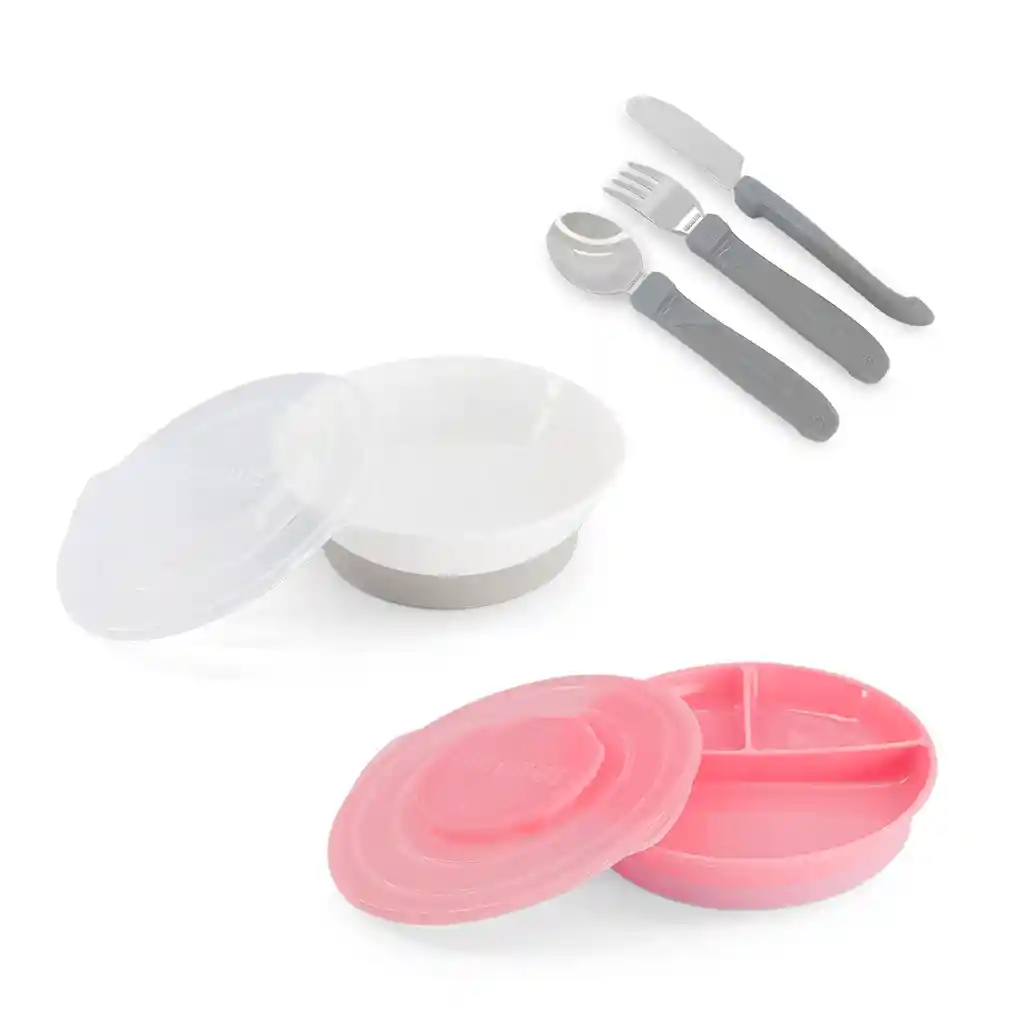 Pack Twistshake Plato Dividido Bowl Servicio Acero