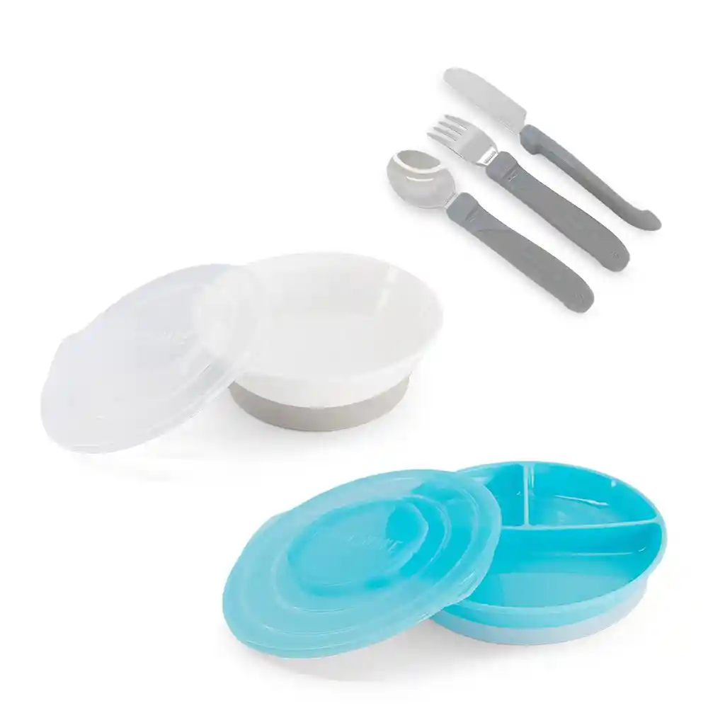 Pack Twistshake Plato Dividido Bowl Servicio Acero