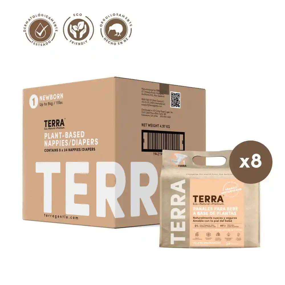 Pañales Terra Biodegradables Caja Talla Rn 192 Uns