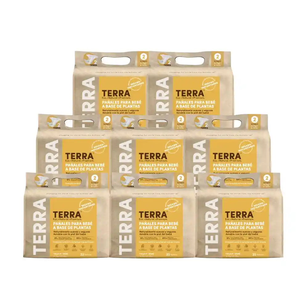 Pañales Terra Biodegradables Caja Talla P 176 Uns