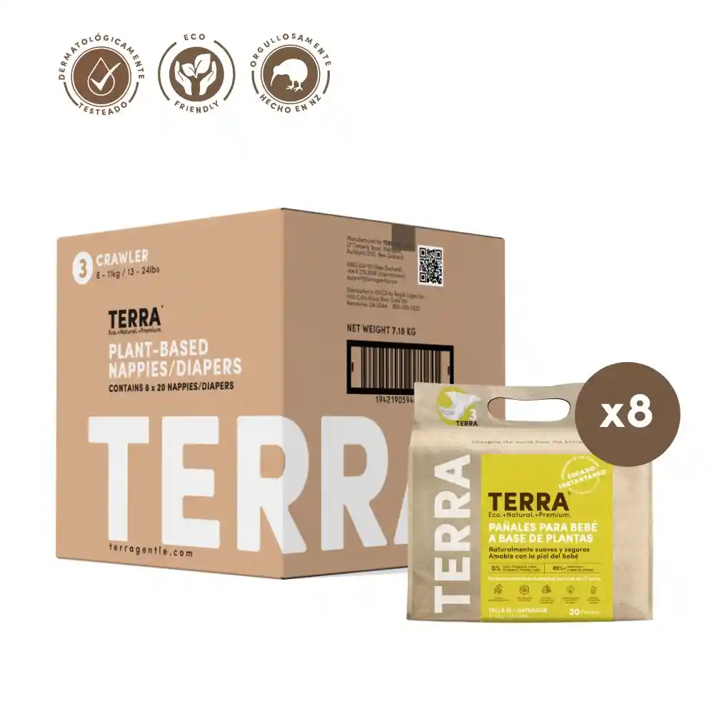 Pañales Terra Biodegradables Caja Talla M 160 Uns