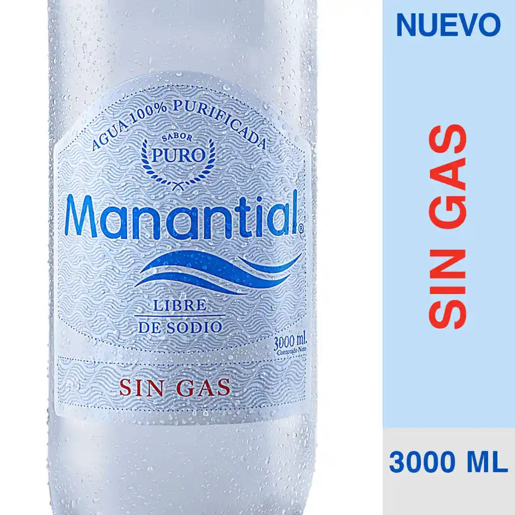 Agua Manantial Sin Gas 3 Litros