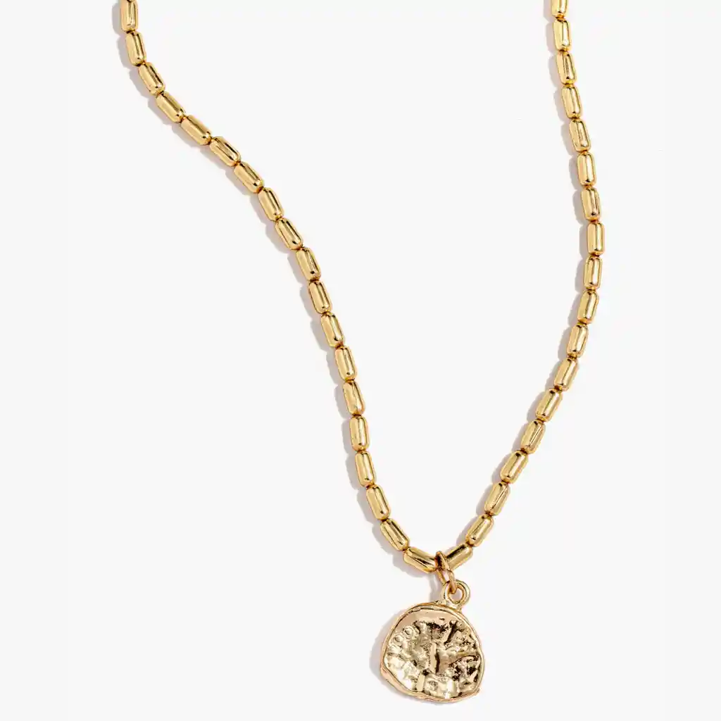 Collar Mujer Moneda Machacada Dorado
