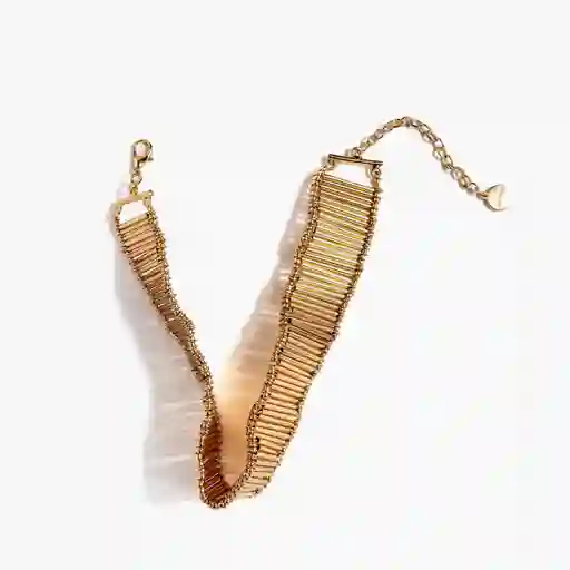 Collar Mujer Choker Mostacillas Largas Dorado