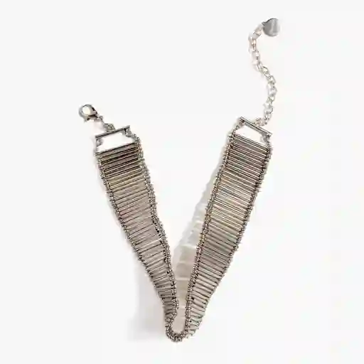 Collar Mujer Choker Mostacillas Largas Plateado