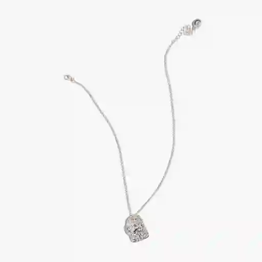 Collar Mujer Charm Machacado Plateado