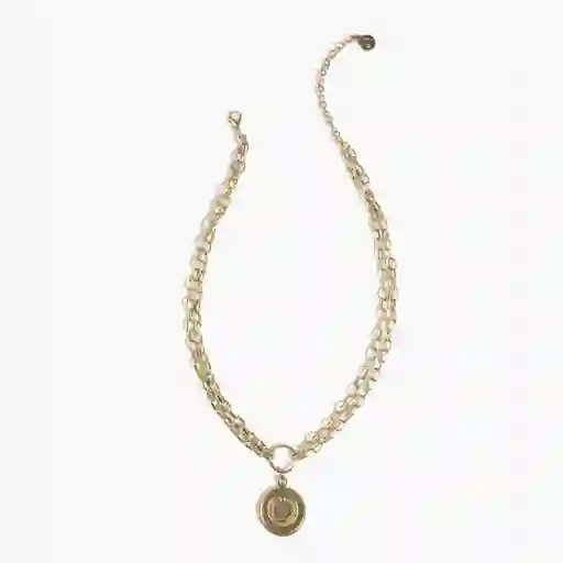 Collar Mujer Moneda Grande Dorado