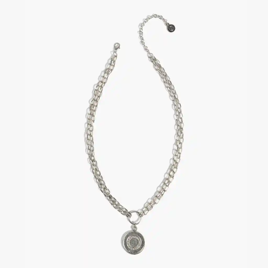 Collar Mujer Moneda Grande Plateado