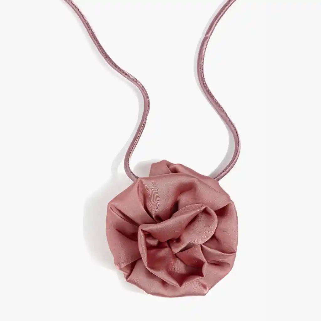 Collar Mujer Choker Con Flor Rosado
