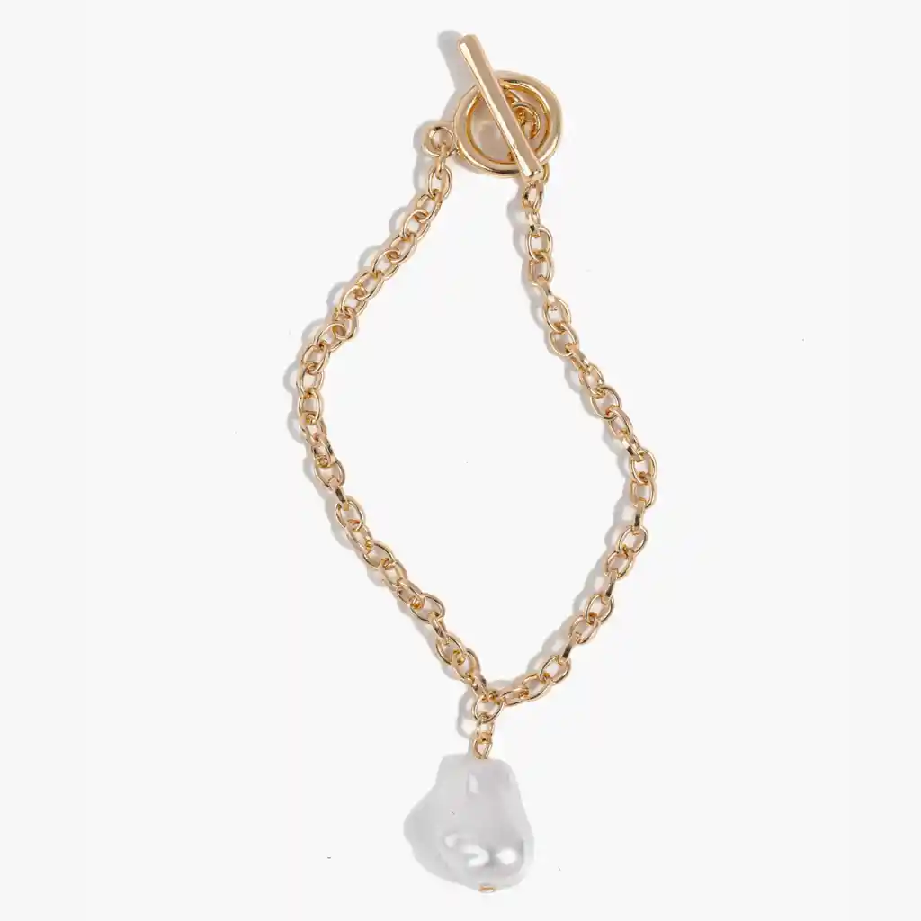 Pulsera Mujer Con Perla Dorado
