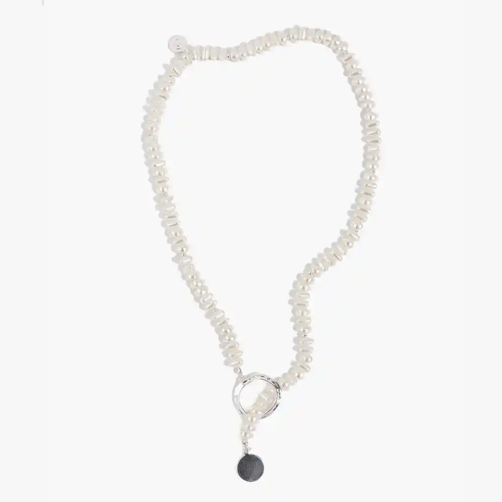 Collar Mujer Perlas Forma Y Plateado