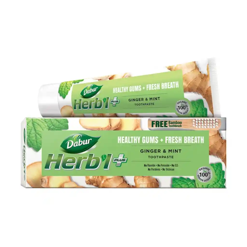 Dabur Herb'l Pasta Dental Ginger Mint + Cepillo De Dientes 150 Gr