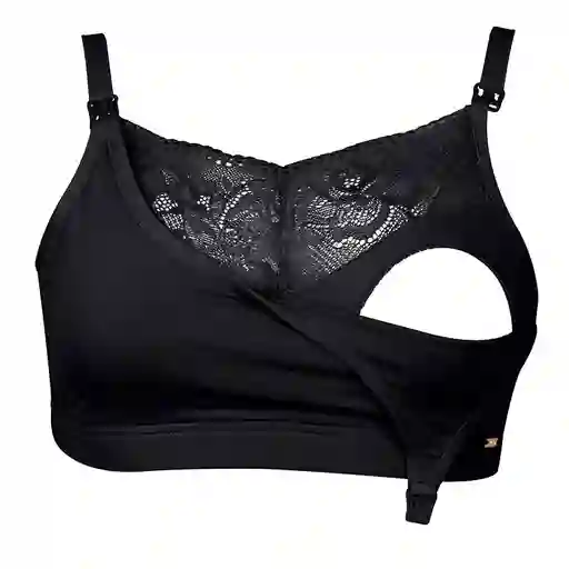 Sostén Lactancia 2rios Semi Encaje Microfibra Negro Talla Xl