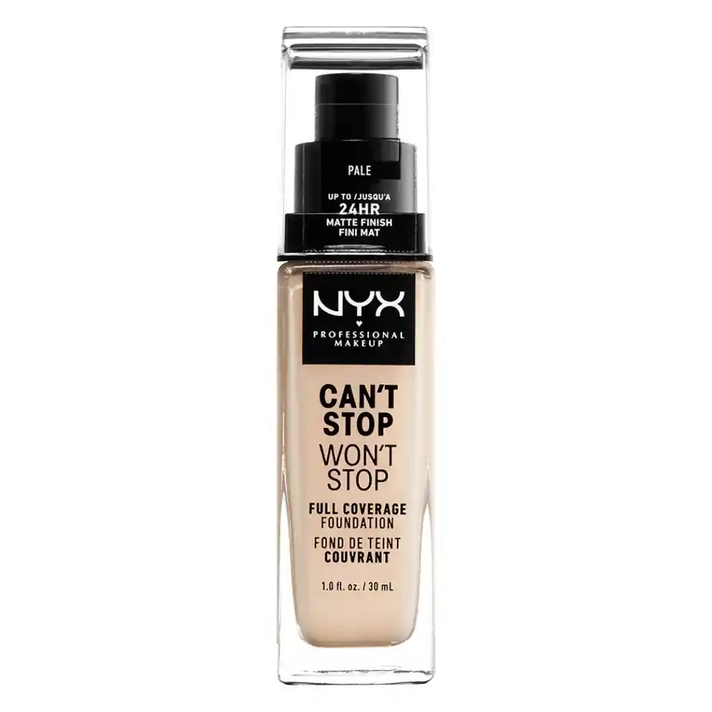 Base De Maquillaje Líquida Nyx Can't Stop Won't Stop Full Coverage Foundation 24 Hrs. Resistente Al Agua Pale