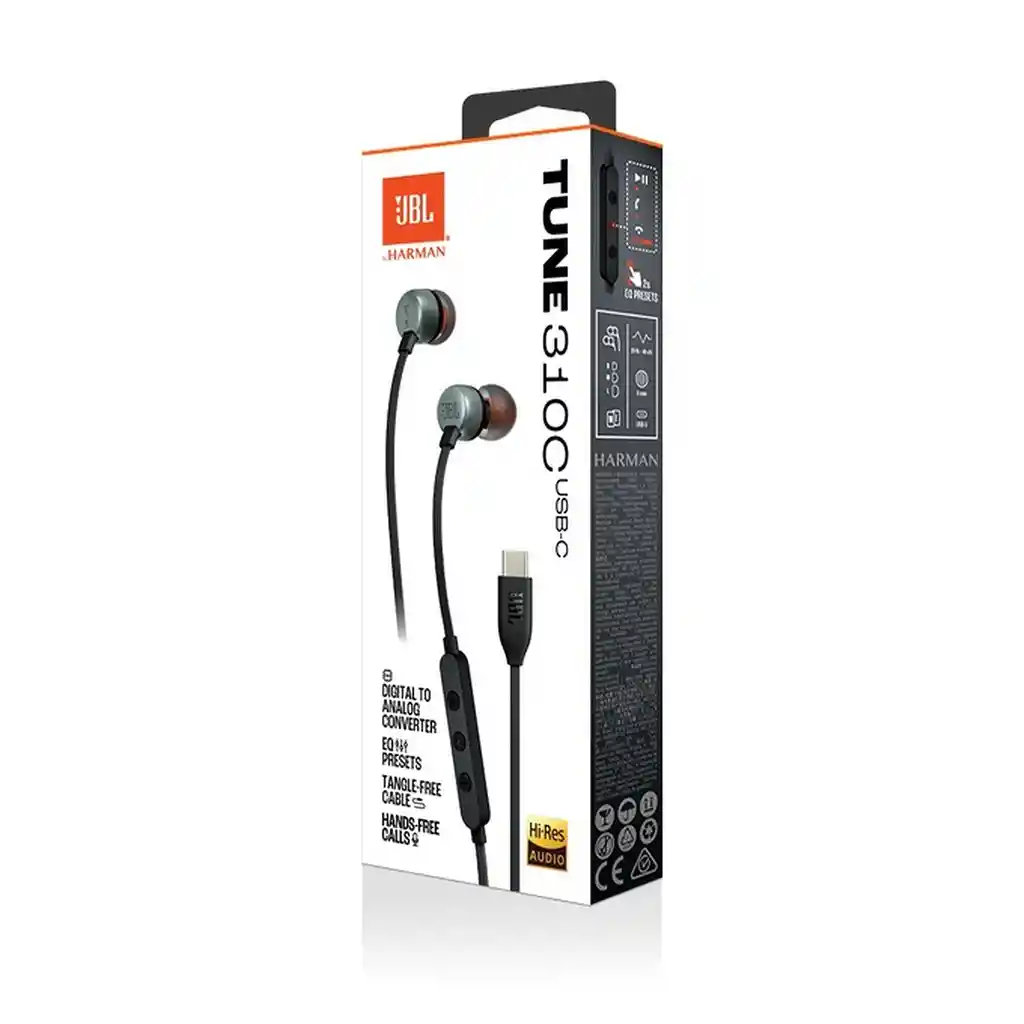 Audífonos Jbl Tune 310c In-ear Wired Usb-c Negro Jbl