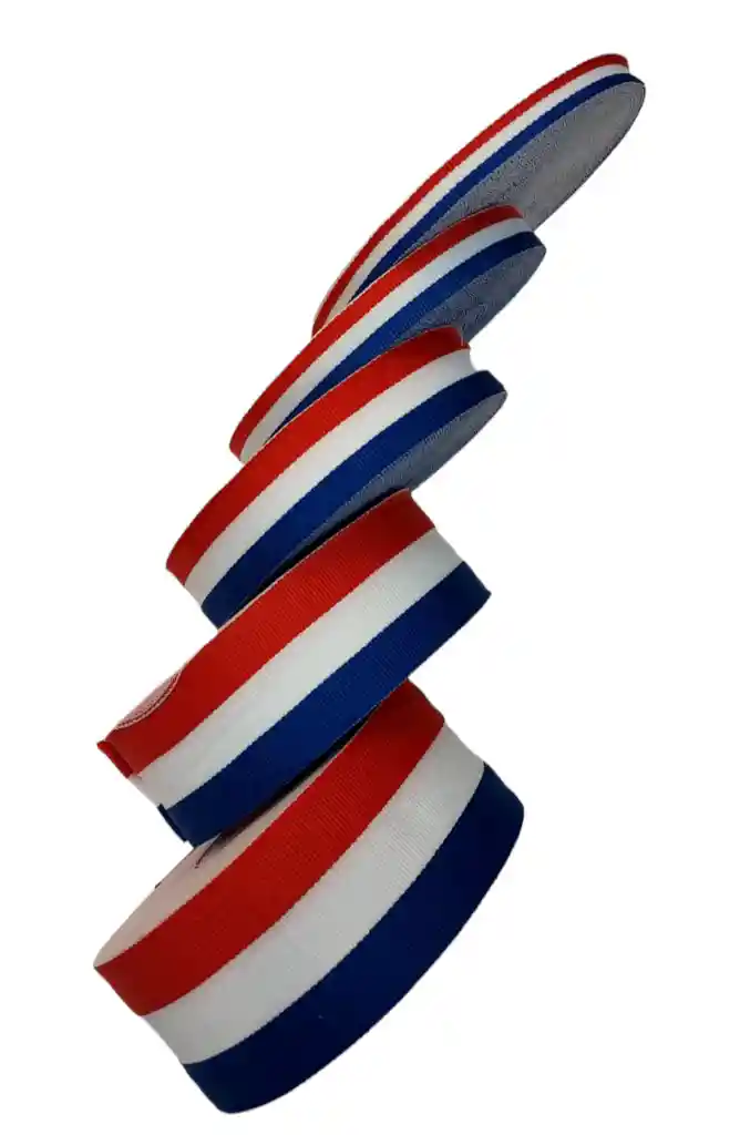 Cinta De Tela Tricolor Bandera Chilena 5cm X 22.86mts