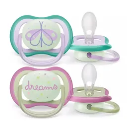 Chupetes Air Nocturno X2 0-6 Meses Niña Avent