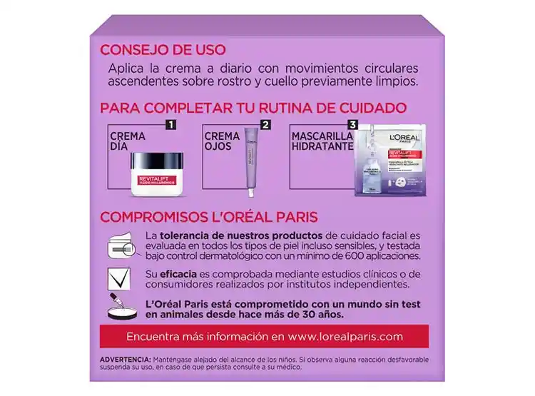 Loréal Crema Revitalift Ácido Hialuronico 50 Noche