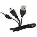 Cable Triple Mini Usb V3 Y Plus Auxiliar Parlante Jack 3.5mm