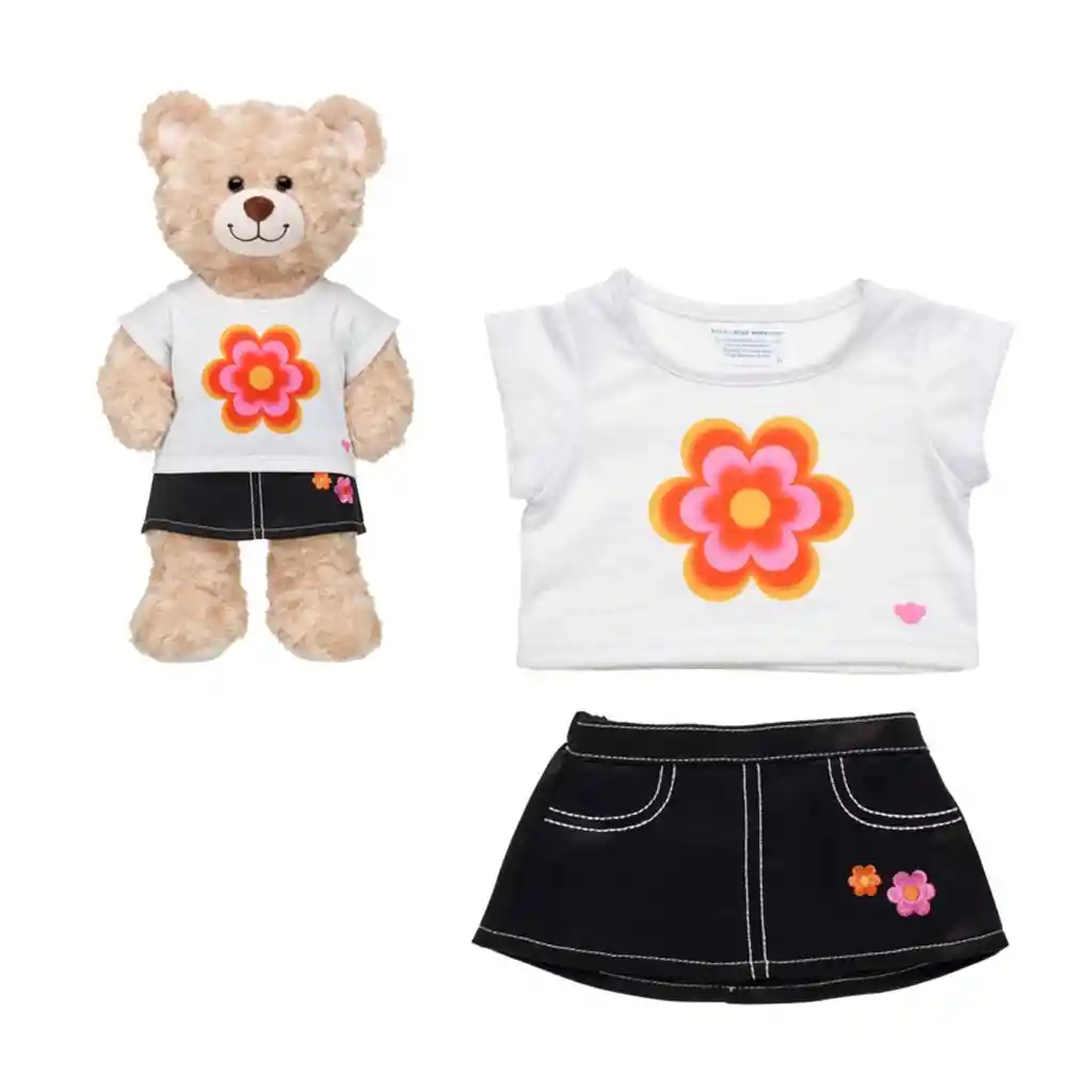 Set Falda Jeans Y Polera Gris Flor Build-a-bear