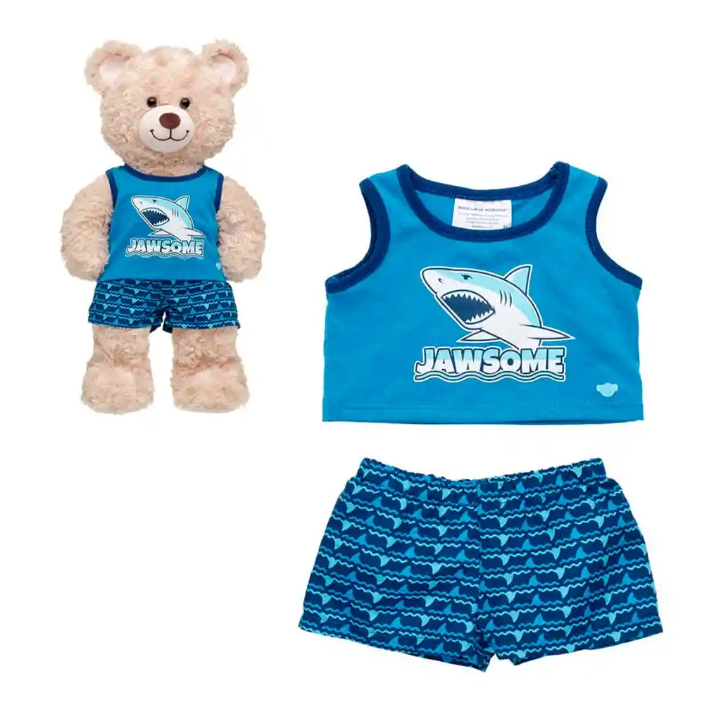 Traje Baño Con Polera Tiburon Azul Build-a-bear