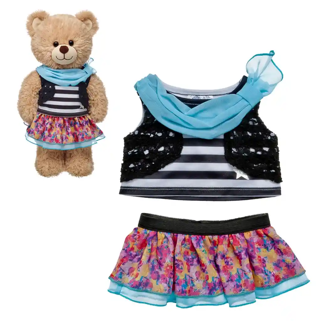 Set Falda Flores Polera Lineas Build-a-bear