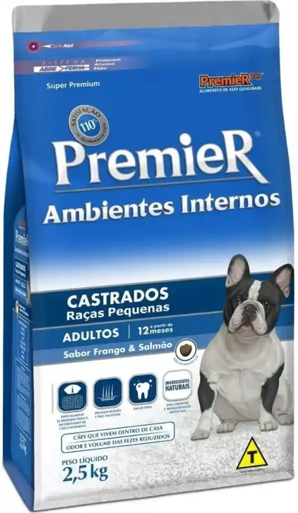 Premier Dog Adulto Ambientes Interiores Castrados Pollo Y Salmón 2.5kg