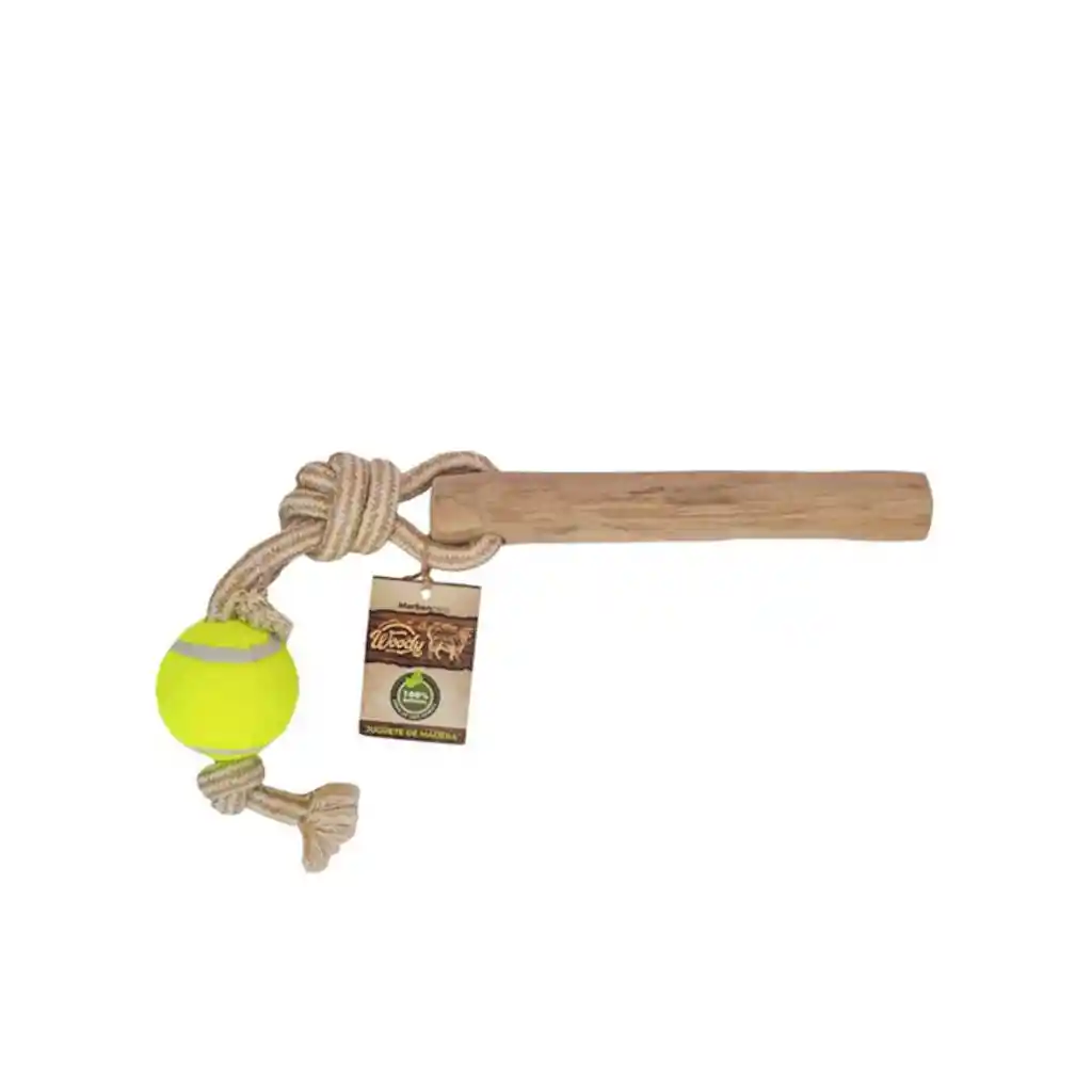 Marben Pets - Woody Pets - Juguete Perros Palo De Café Con Cuerda Y Pelota De Tenis (d069l)