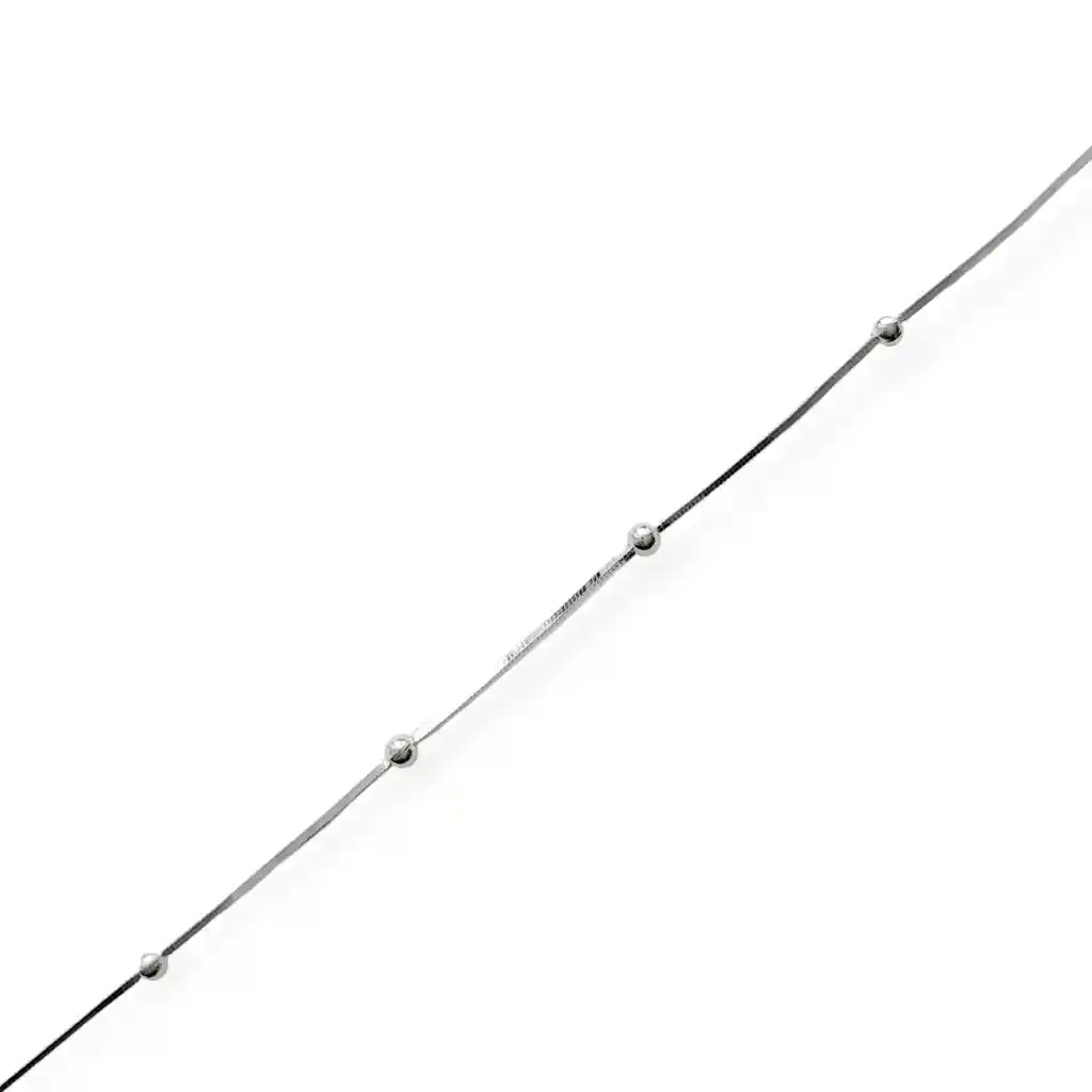 Tobillera Cola De Topo Cuadrada 8 Bolitas Plata Fina 925