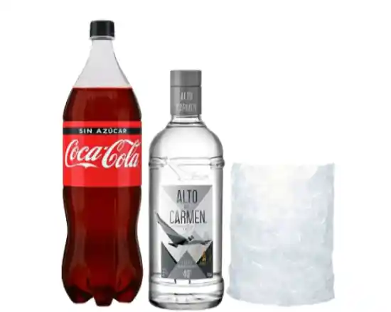 Pack Alto Transparente 750 + Cocacola Zero 1.5lt + Hielo 2kg