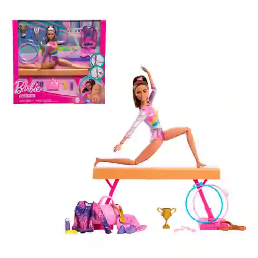 Barbie Profesiones Set De Juego Gimnasta Cabello Castaño