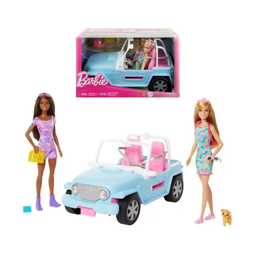 Barbie Vehículo Para Muñecas Camioneta Con 2 Muñecas