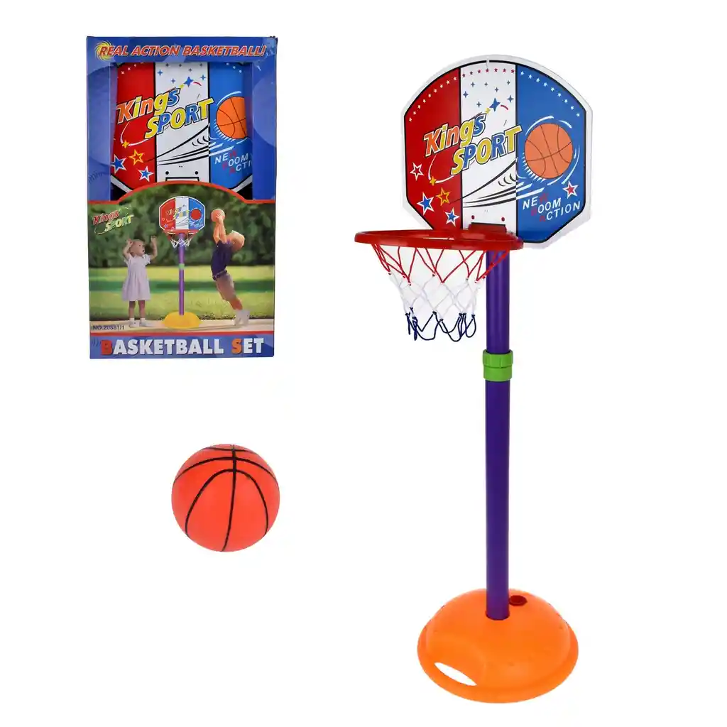 Tablero De Basketball Con Pedestal Austable Con Pelota