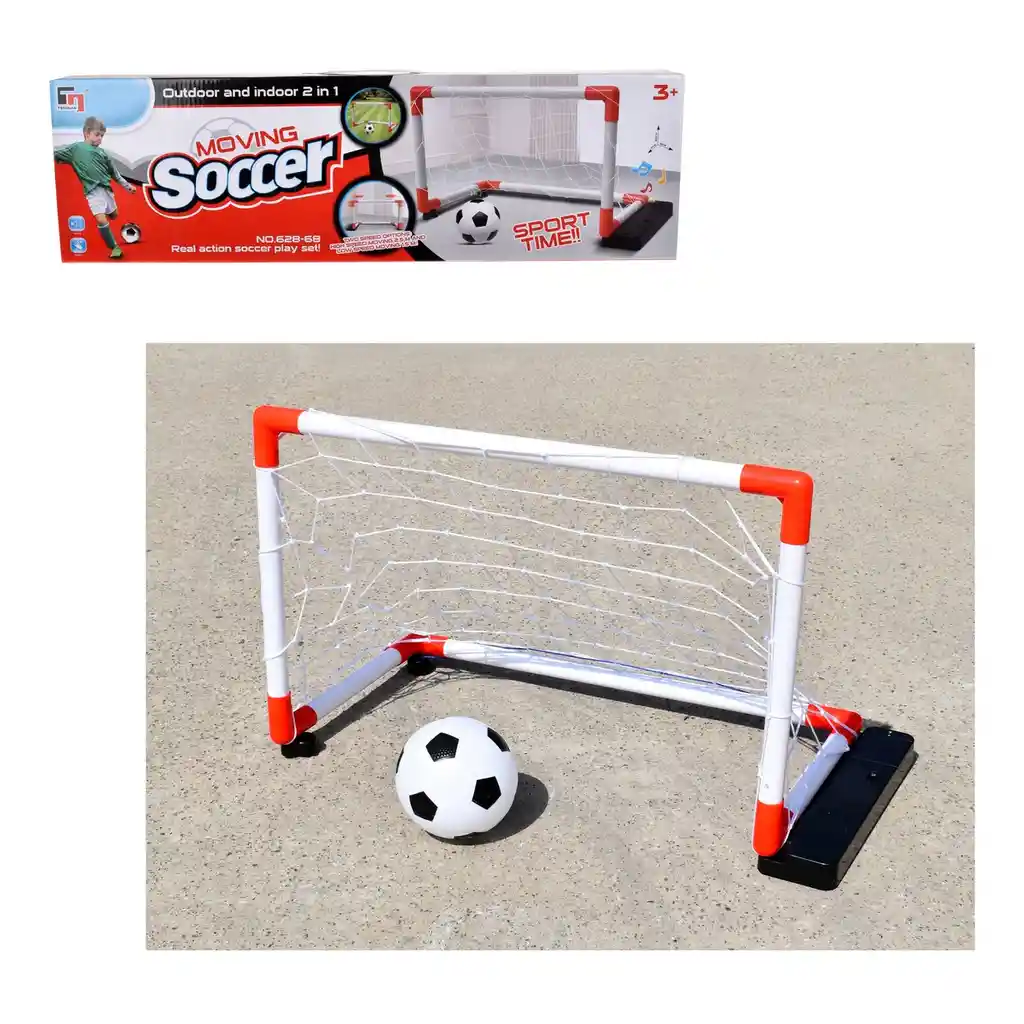 Arco De Futbol De 67x43 Cms Con Movimiento En 2 Velocidades Con Pelota Y Bombin