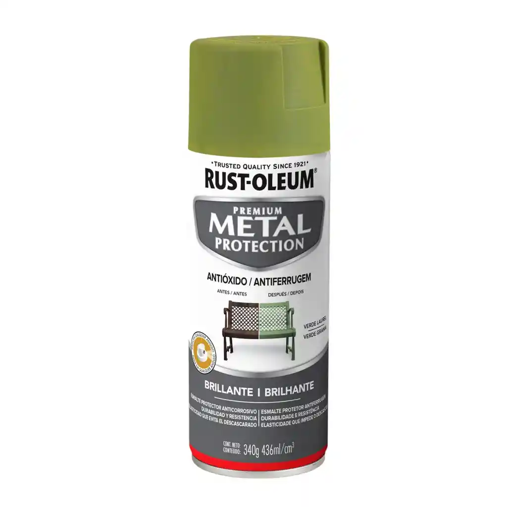 Pintura En Aerosol Metal Protection Verde Laurel Brillante