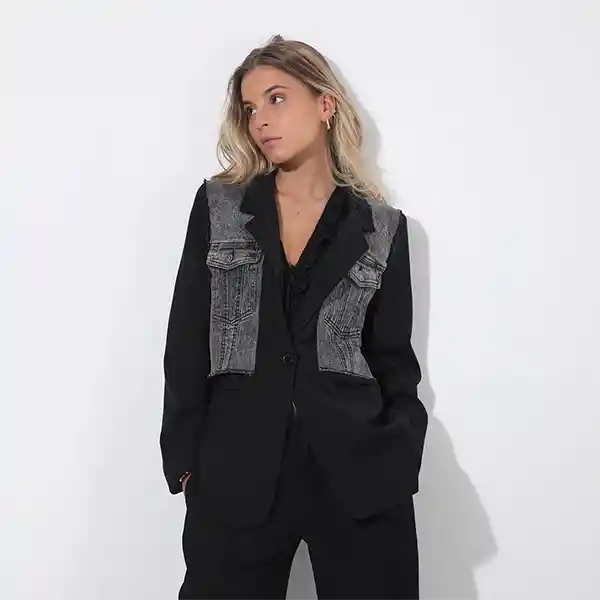 Blazer Aplicación Denim Negro Raindoor Xs