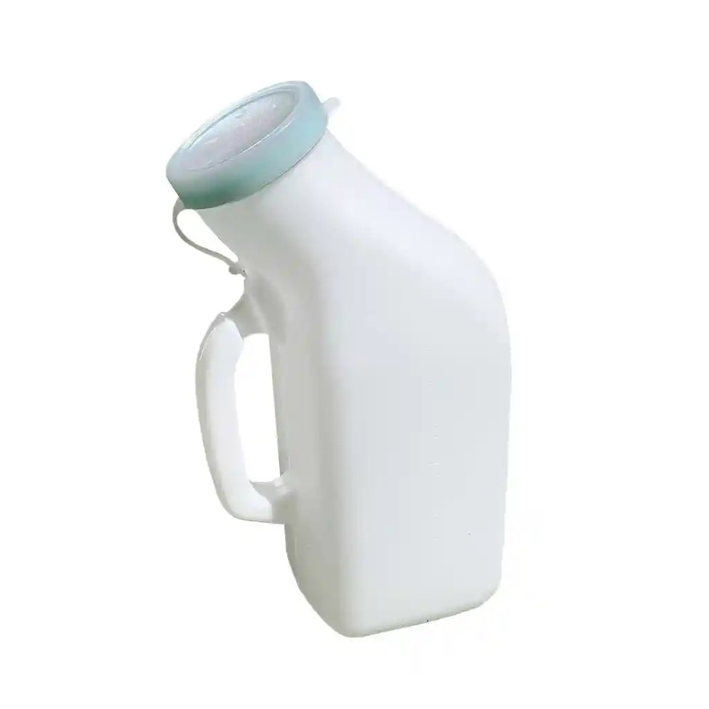 Pato Urinario Masculino Con Tapa Y Mango Blanco