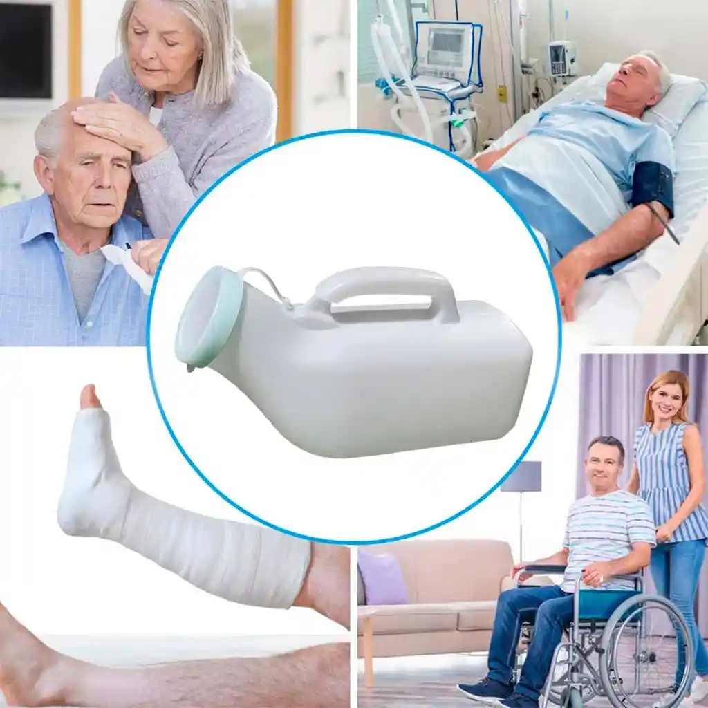 Pato Urinario Masculino Con Tapa Y Mango Blanco