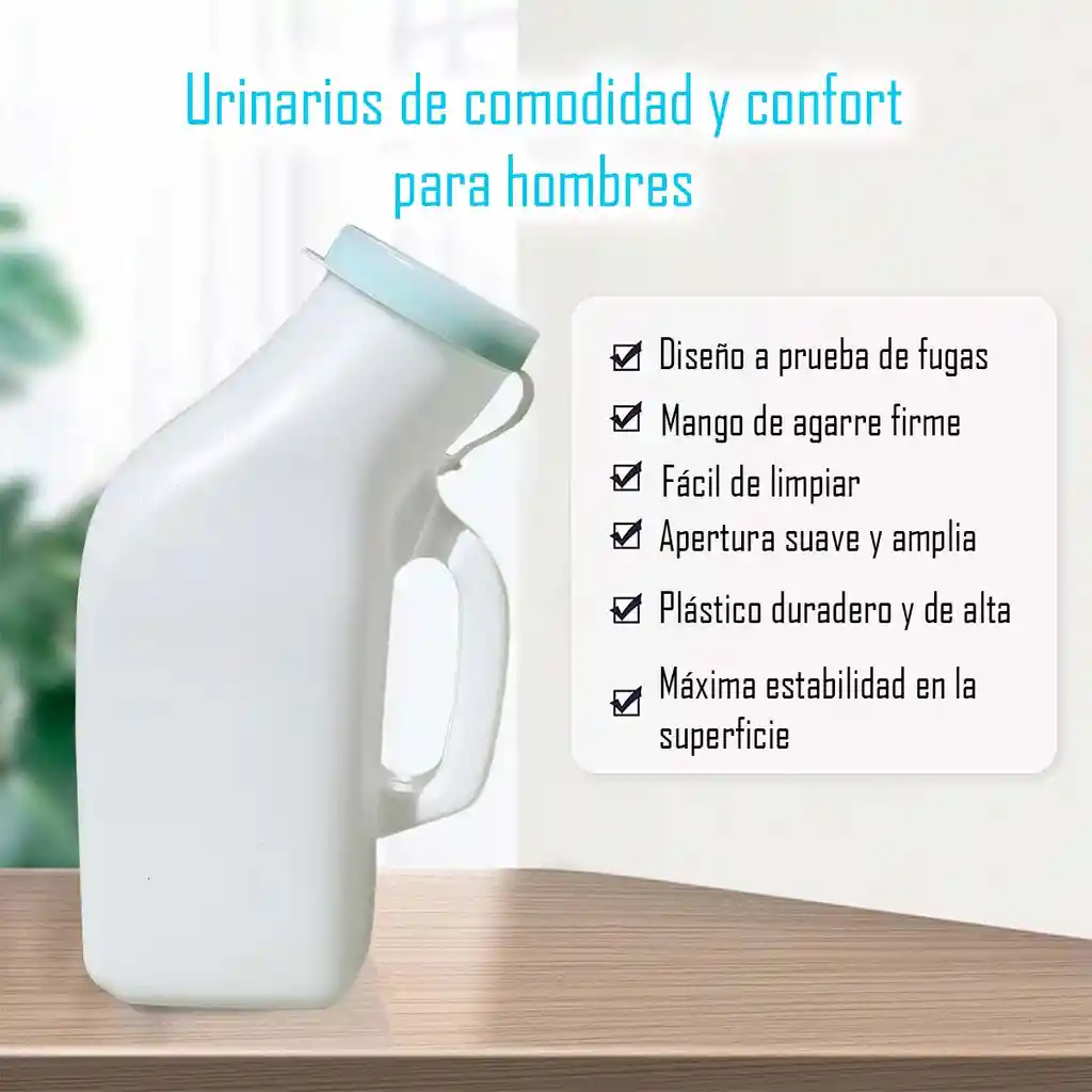 Pato Urinario Masculino Con Tapa Y Mango Blanco