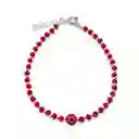 Pulsera Ojo Turco Cristal Rojo Bolitas Plata Fina 925