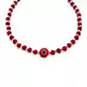 Pulsera Ojo Turco Cristal Rojo Bolitas Plata Fina 925