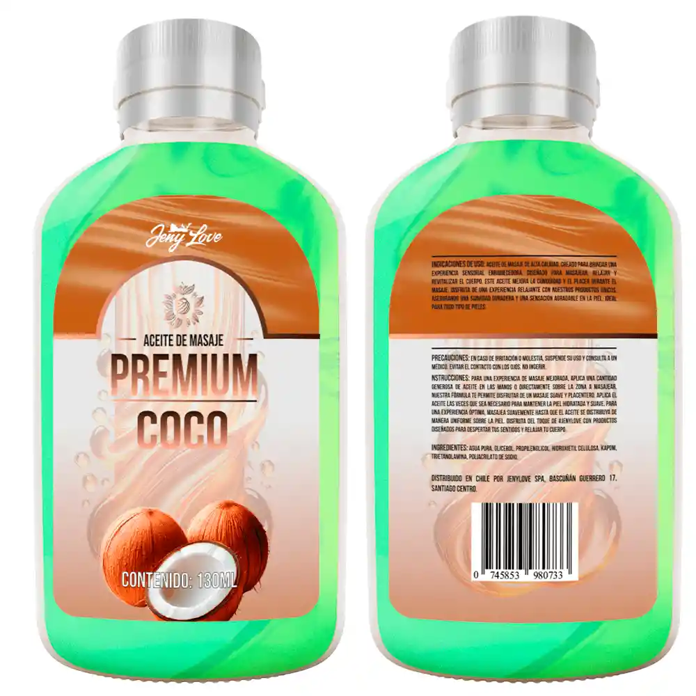 Aceite De Masajes Íntimo Premium Aroma A Coco 130ml