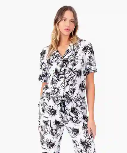 Pijama Mujer Palmeras S Blanco