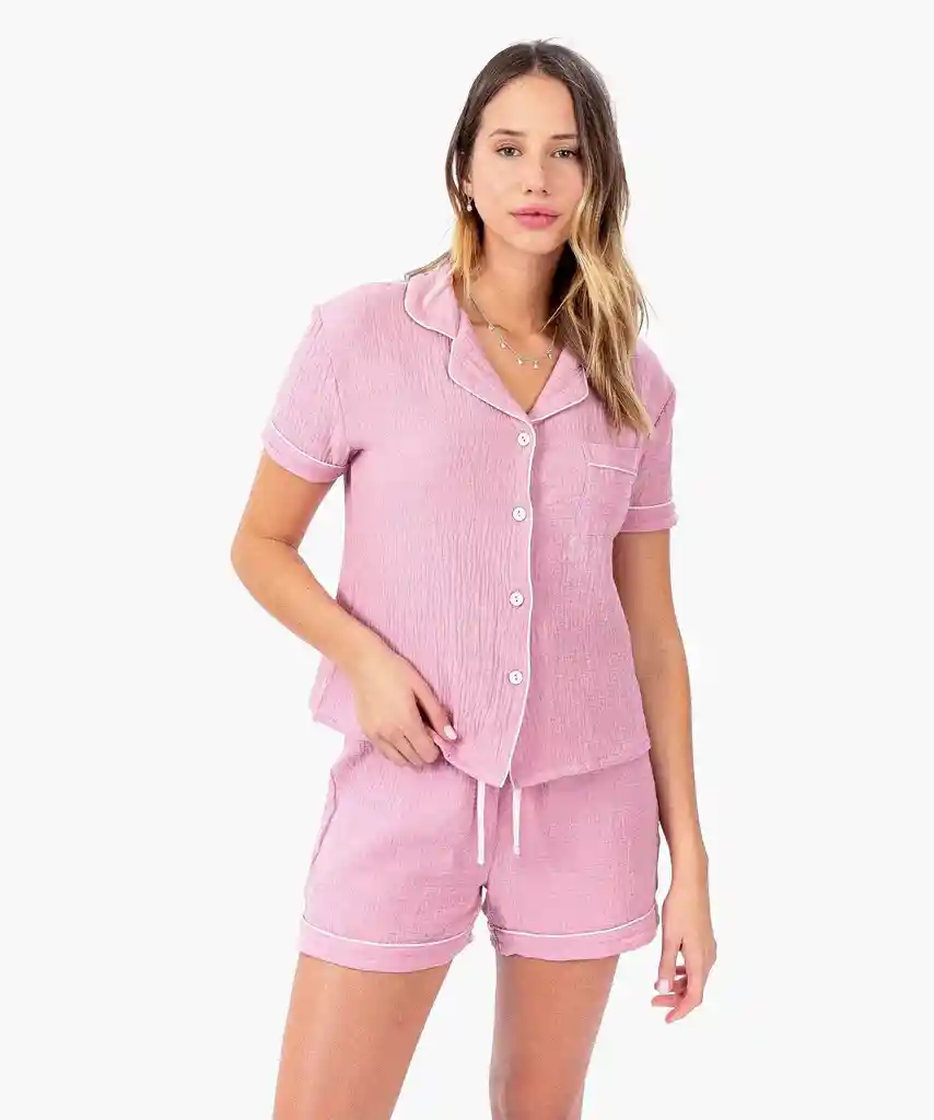 Pijama Mujer Corto Gauze S Rosado