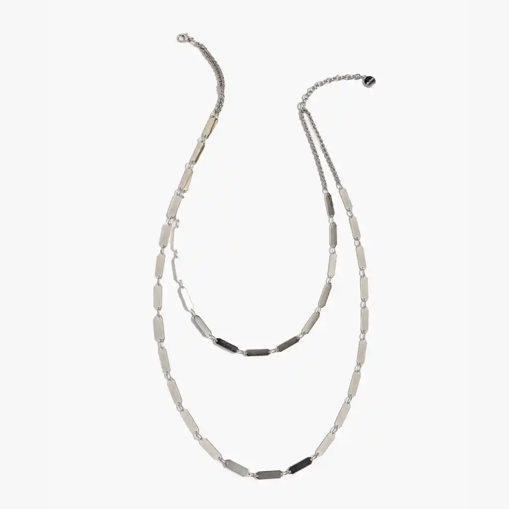 Collar Mujer Placas Rectangulares Plateado