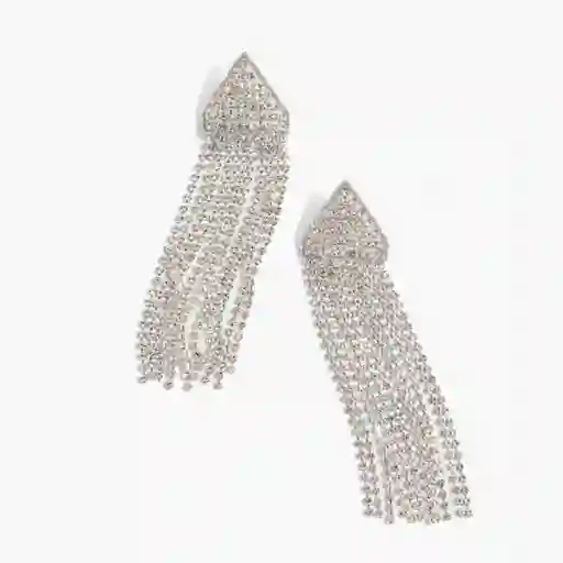 Aros Mujer Cascada Strass Plateado