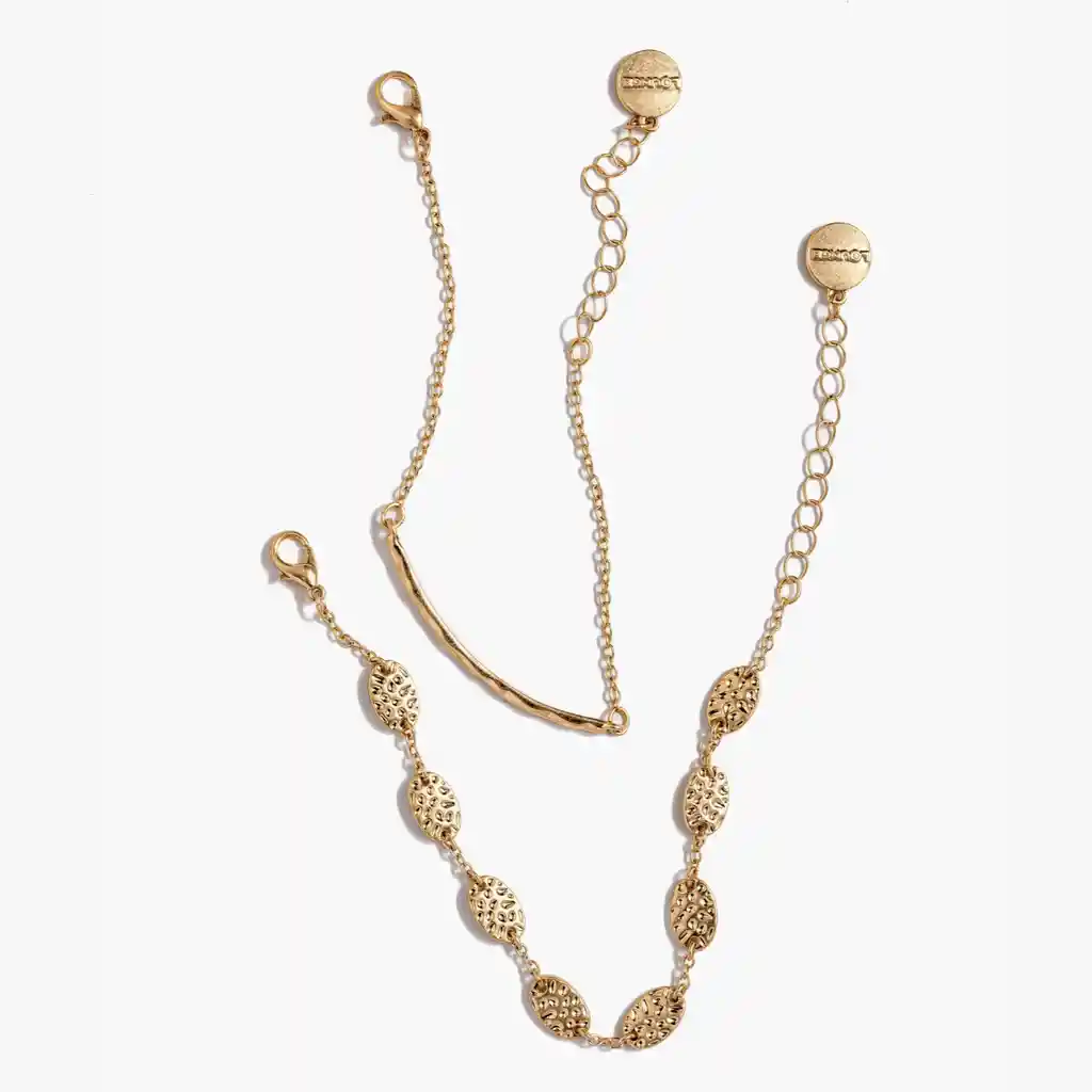 Set Pulseras Mujer Monedas Machacadas Dorado
